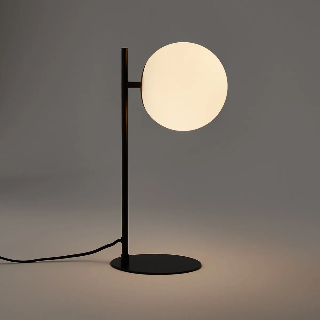 Tafellamp in metaal en opaline glas, Atea