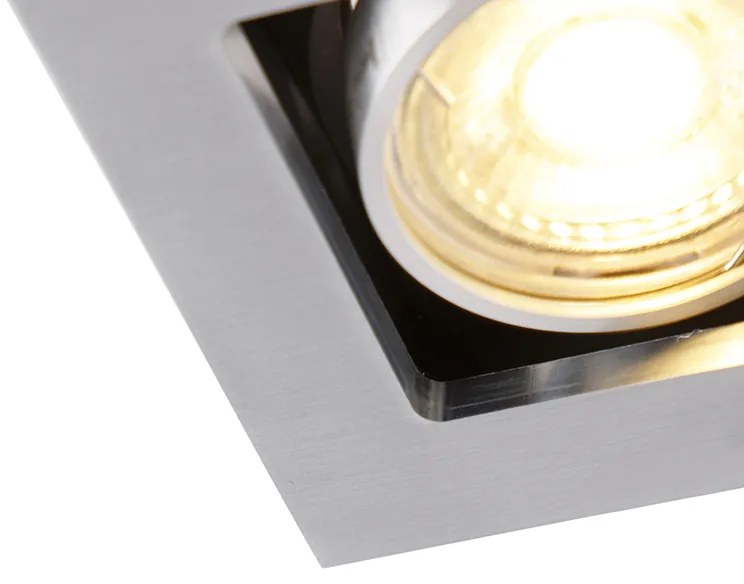 Set van 6 Inbouwspot aluminium rechthoekig 2-lichts - Qure