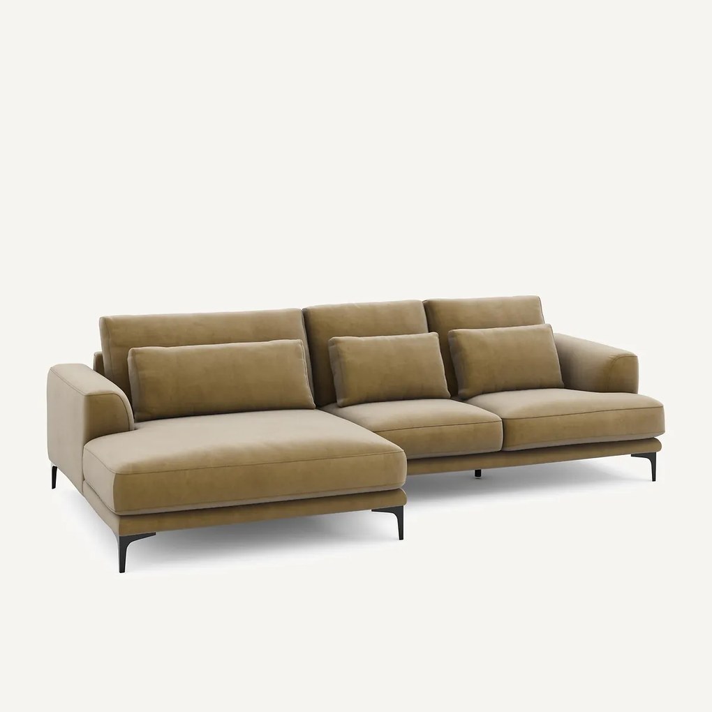 XL hoekbank links in fluweel, MARSILE