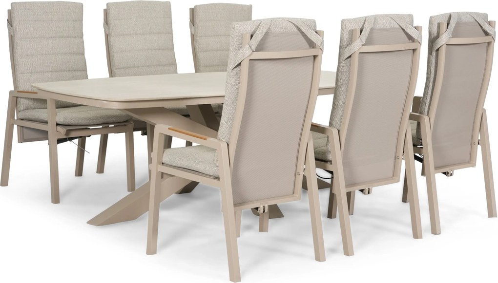 Tuinset 6 personen 220 cm Aluminium Zand/Beige Lifestyle Garden Furniture Vivaro/Belluno
