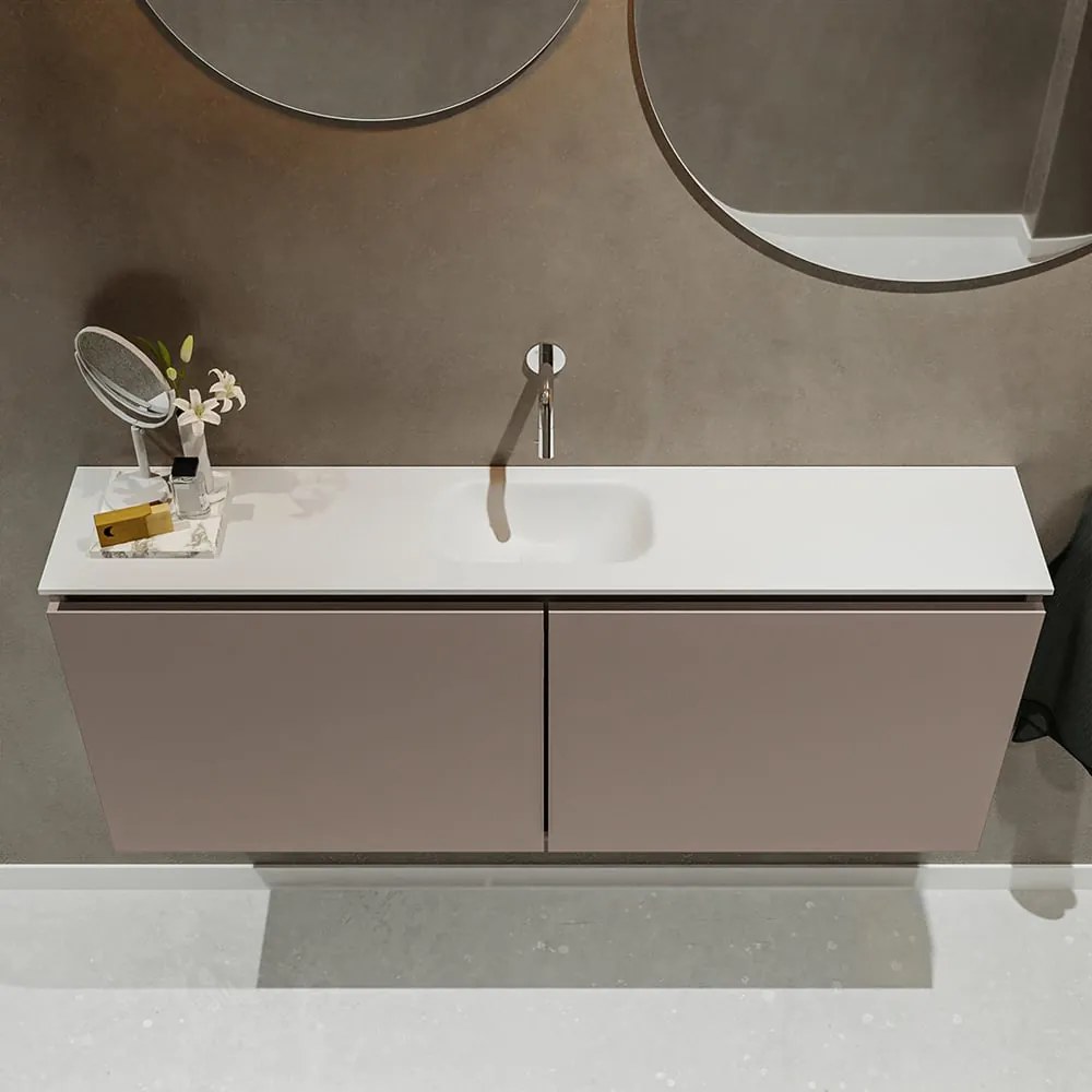 Mondiaz Ture 120cm toiletmeubel smoke met wastafel talc midden geen kraangat