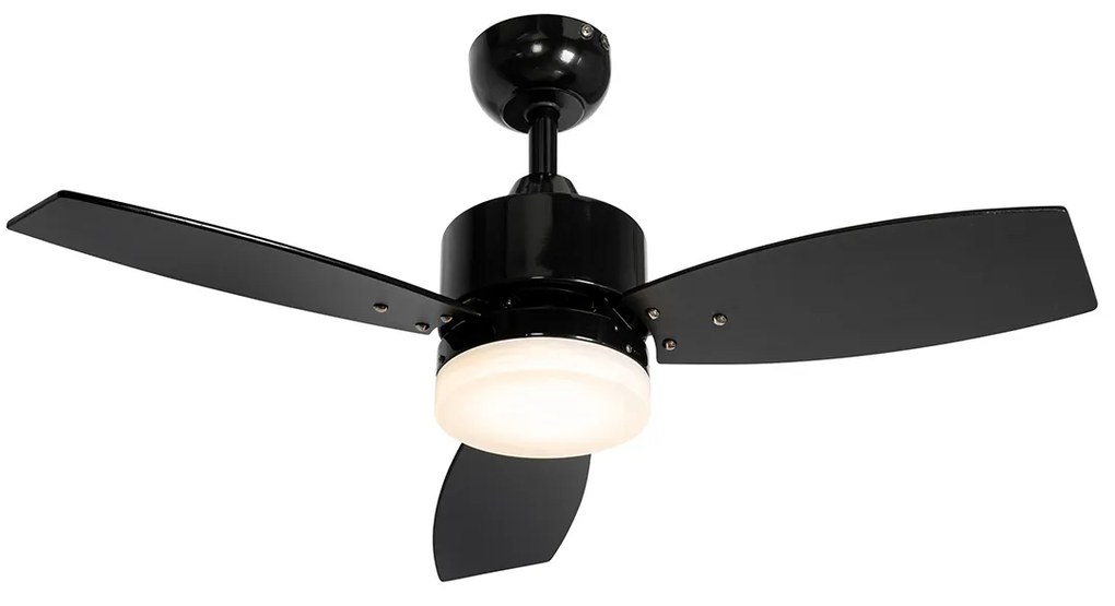 Plafondventilator met lamp voor buiten zwart incl. LED met afstandsbediening IP44 - Toledo Modern IP44 Buitenverlichting rond