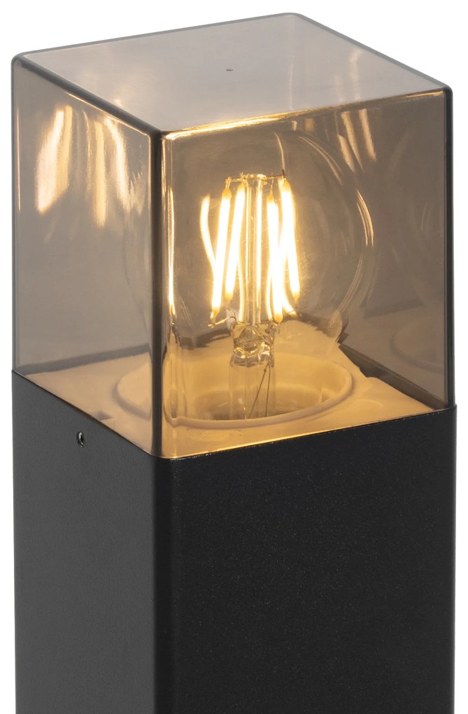 Staande buitenlamp zwart 50 cm IP44 met smoke glas - Denmark E27 IP44 Buitenverlichting