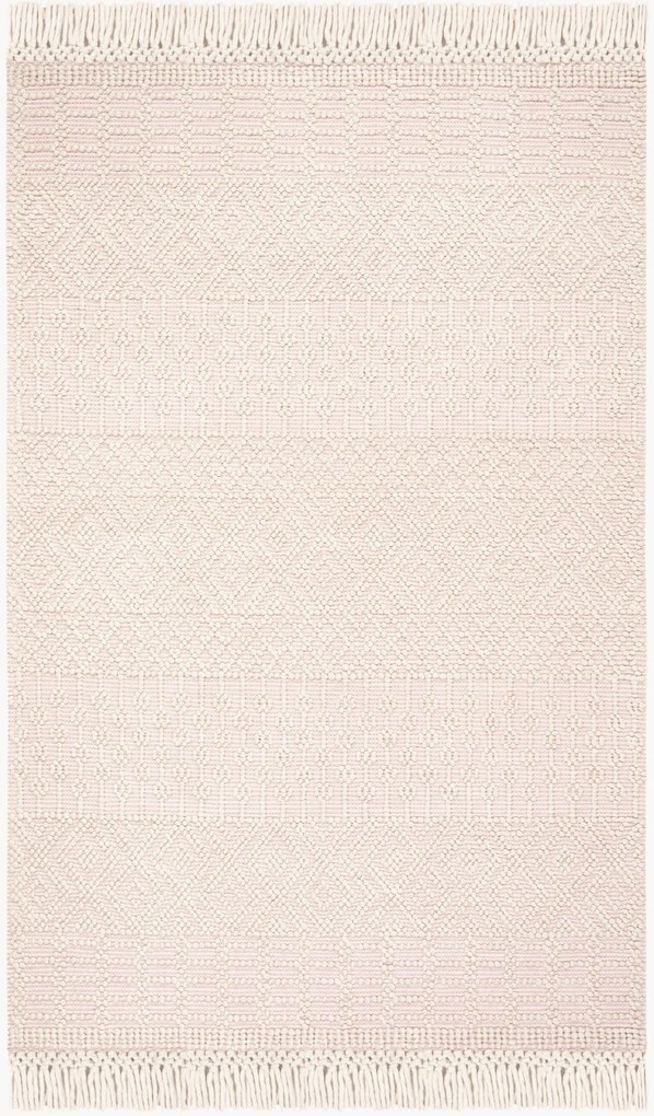 Handgeweven laagpolig wollen vloerkleed Ivory