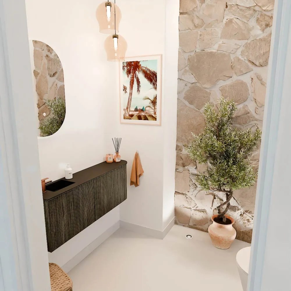 Mondiaz Joya 110cm toiletmeubel ronding rechts shadow met wastafel faye links 1 kraangat urban