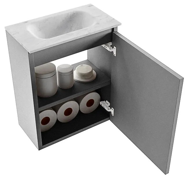 Mondiaz Ture DLux toiletmeubel 40cm plata met wastafel opalo midden zonder kraangat