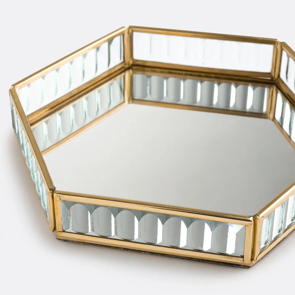 Mandje in messing en glas L21 cm, Uyova