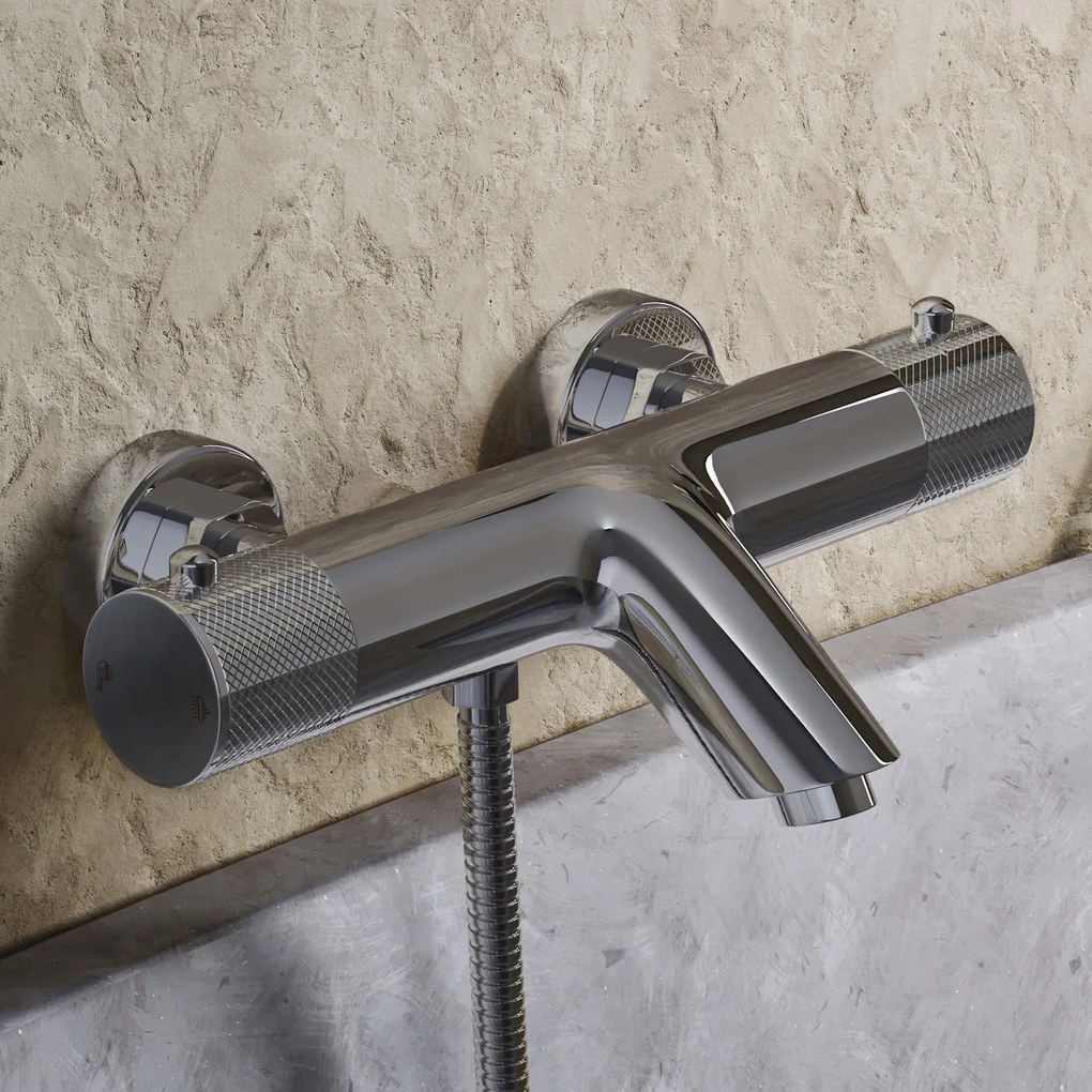 Saniclear Talpa Curved thermostatische opbouw badkraan met handdouche chroom