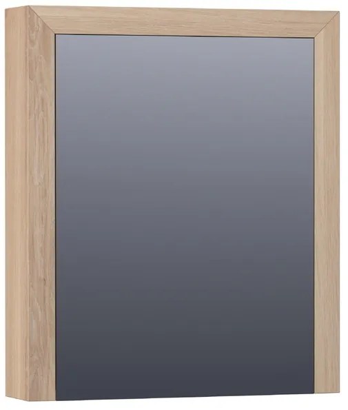 BRAUER Massief eiken Spiegelkast - 60x70x15cm - 1 rechtsdraaiende spiegeldeur - Hout Smoked oak SK-RI60RLEN