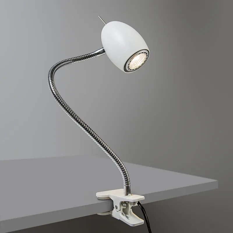 Design klemspot wit met flexarm GU10 50mm - Egg