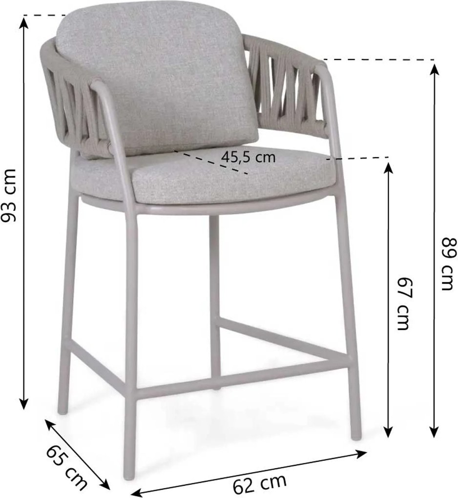 4 Seasons Outdoor Seasons Calma High Dining LOFT With Cushions Aluminium/rope Taupe