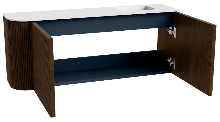 Mondiaz Joya 100cm toiletmeubel ronding links walnut met wastafel faye rechts zonder kraangat talc