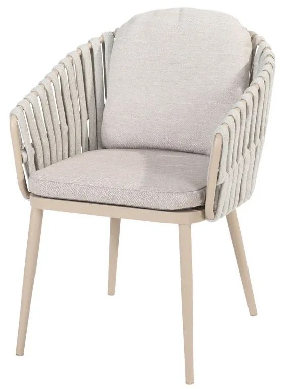 Taste by 4 Seasons Outdoor Eva tuinset latte met Quatro tafel met Robusto teak blad 220 cm SALE Tuinset beige weerbestendig