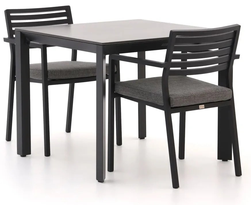 Diningset Bellagio  | 2 personen sintered stone | Tuinset stapelbaar | 3-delig | Kees Smit Tuinmeubelen