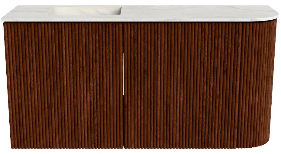 Mondiaz Joya DLux 80cm toiletmeubel ronding rechts ruby met wastafel faye links zonder kraangat ostra