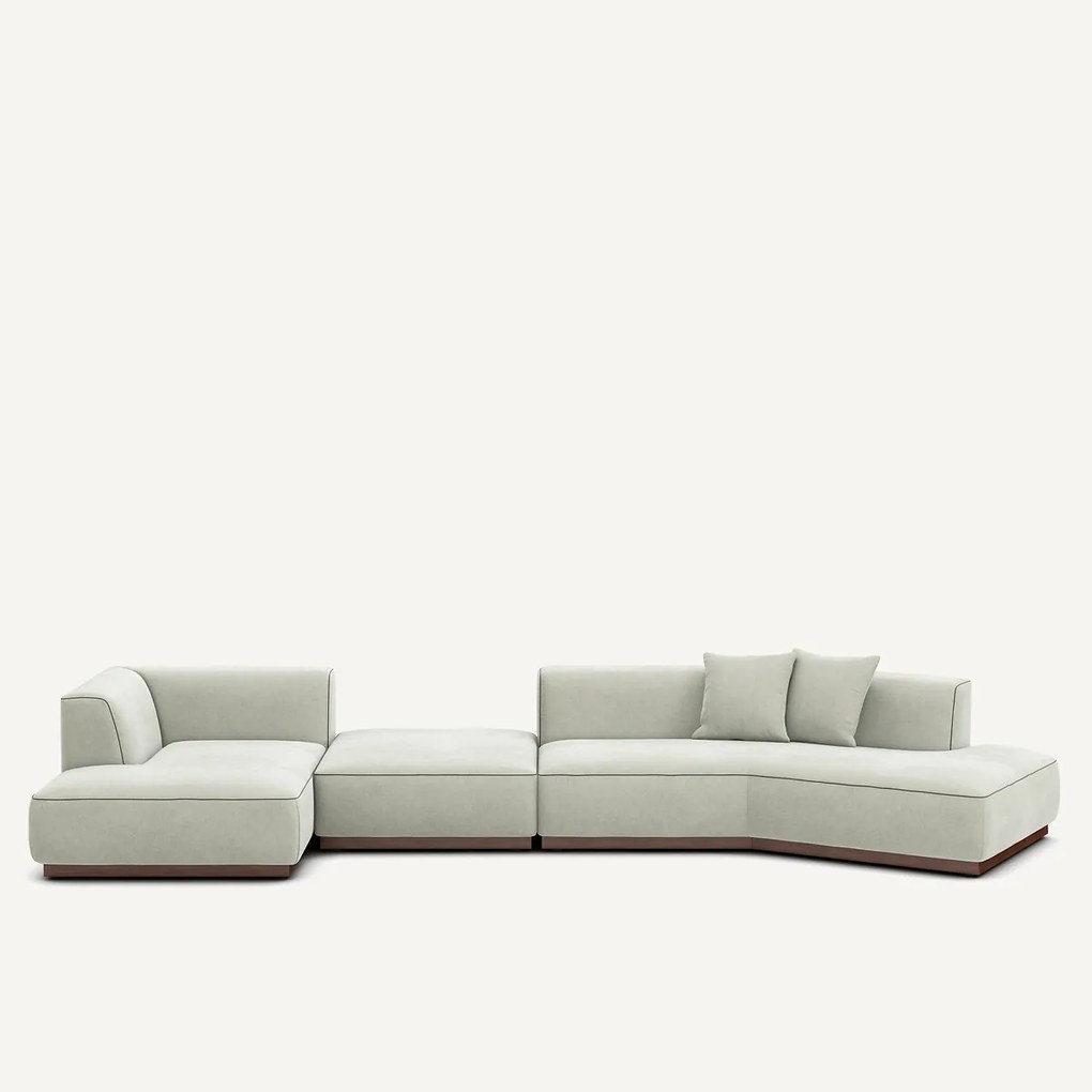 XL linkerhoek met voetsteun in stonewashed fluweel, JACOPO