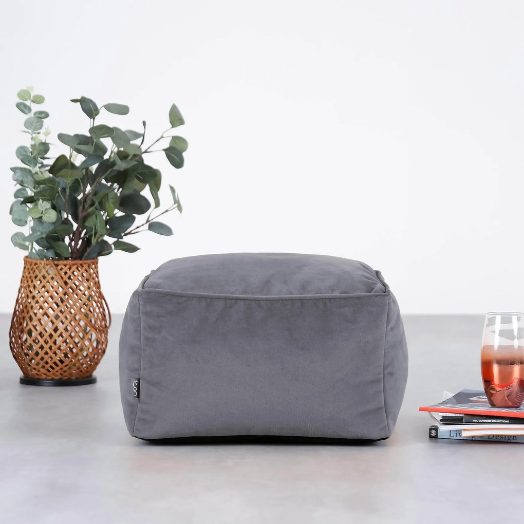 Amara Poef Velvet - Grijs