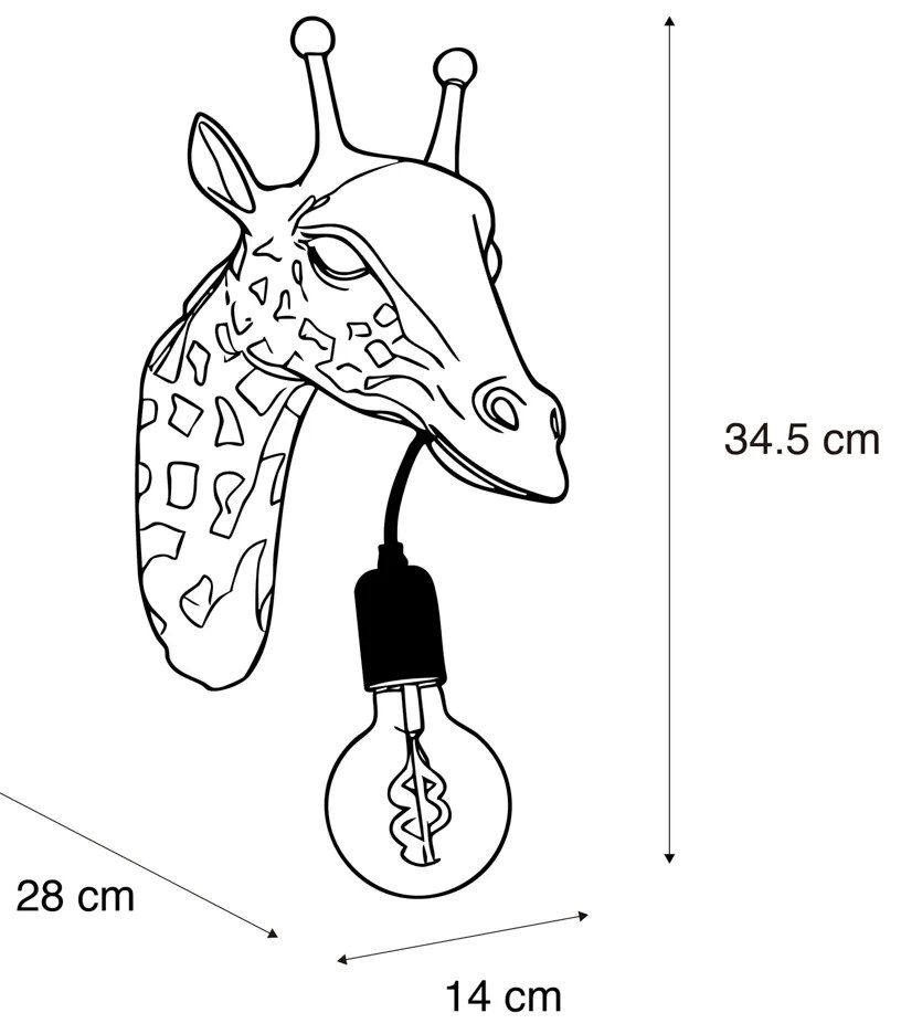 Klassieke wandlamp zwart - Animal Giraf Landelijk E27 Binnenverlichting Lamp