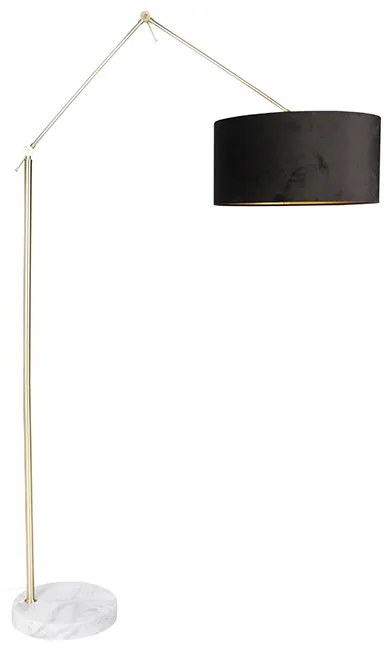 Moderne vloerlamp goud velours kap zwart 50 cm - Editor