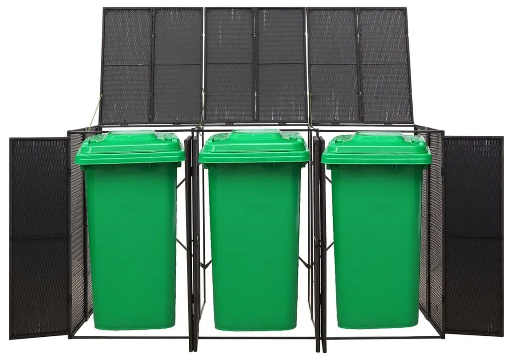 vidaXL Containerberging driedubbel 207x80x117 cm poly rattan zwart