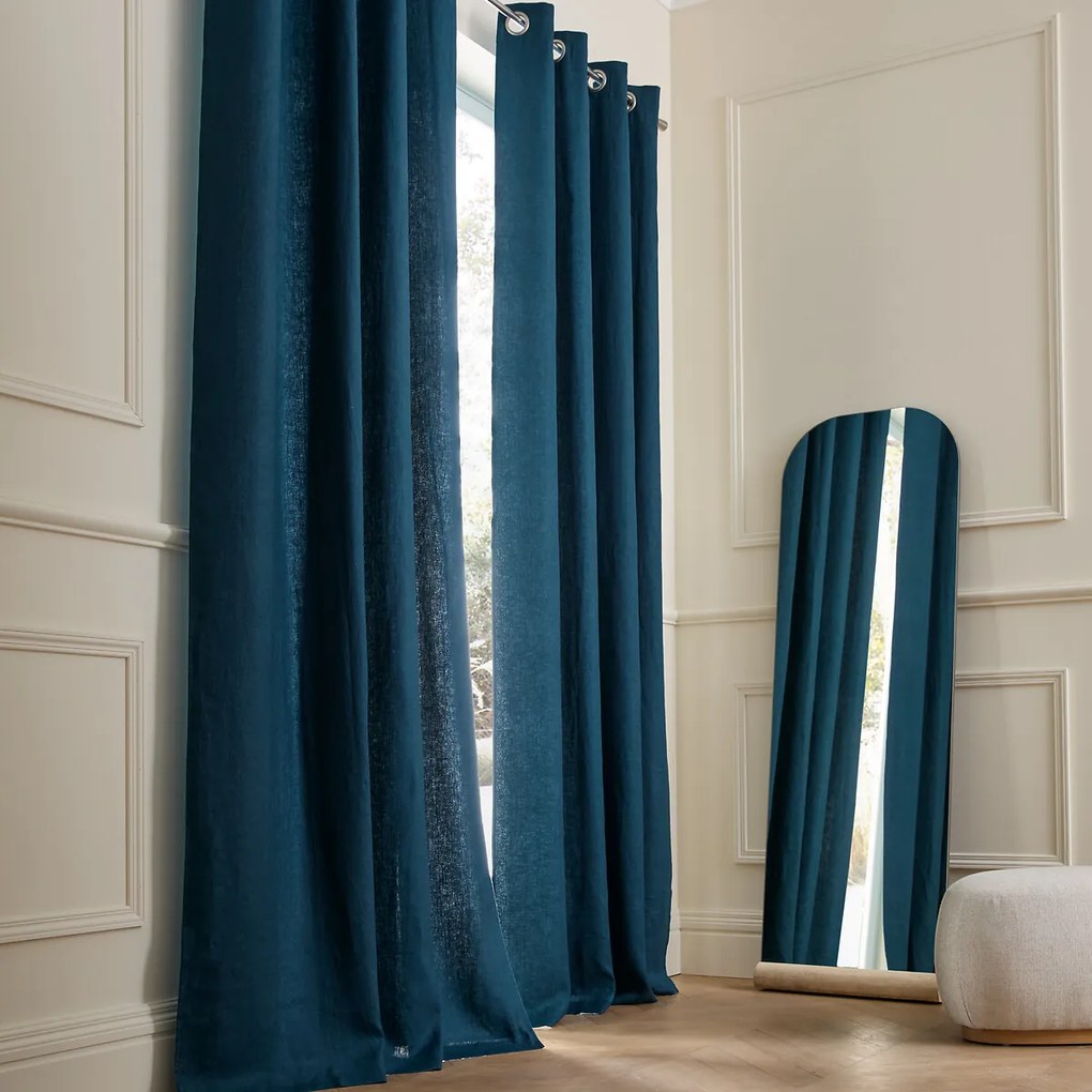 Gordijn in gewassen linnen met voering, met oogjes, Private