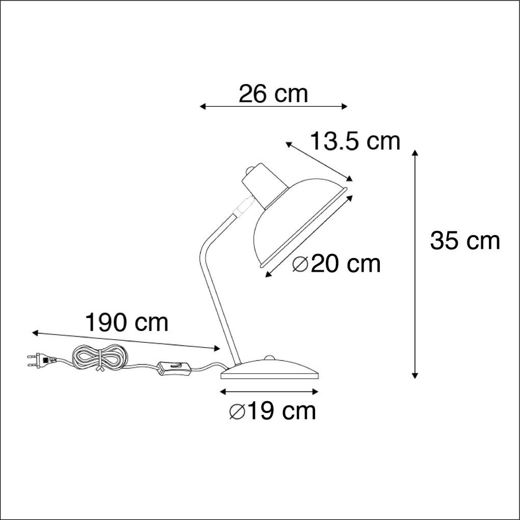 Retro tafellamp groen met brons - Milou