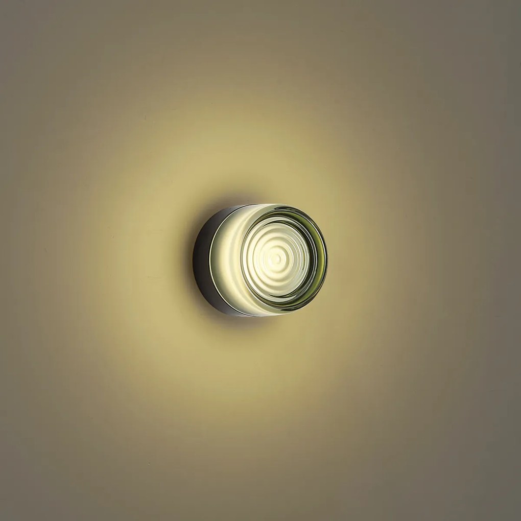 Design wandlamp zwart met licht groen glas IP44 - Michele