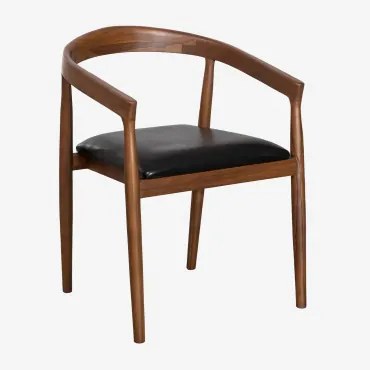 Set Van 4 Visby Lederen Eetkamerstoelen Zwart - Sklum