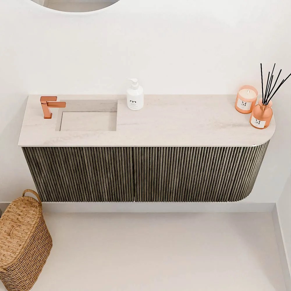 Mondiaz Joya DLux 90cm toiletmeubel ronding rechts shadow met wastafel faye links 1 kraangat meli