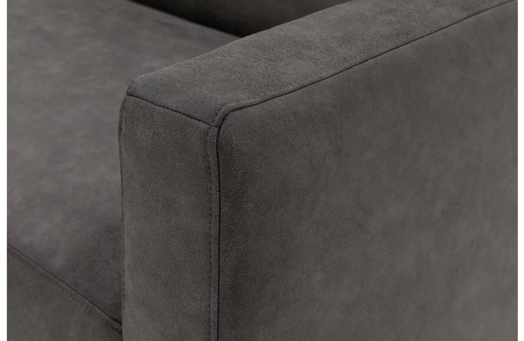 Goossens Key West antraciet, micro leer, 2,5-zits, modern design met ligelement links