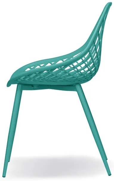 LUGO stoel turquoise - modern, opengewerkt, voor keuken / tuin / café
