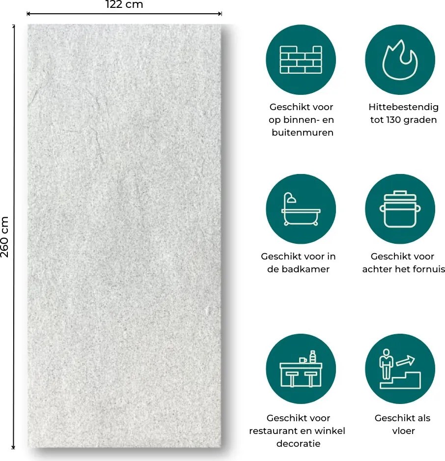 Natuursteen Wandpaneel Quarts Crystal 260x122x0,2cm | Paneli Natuursteen Wandpanelen