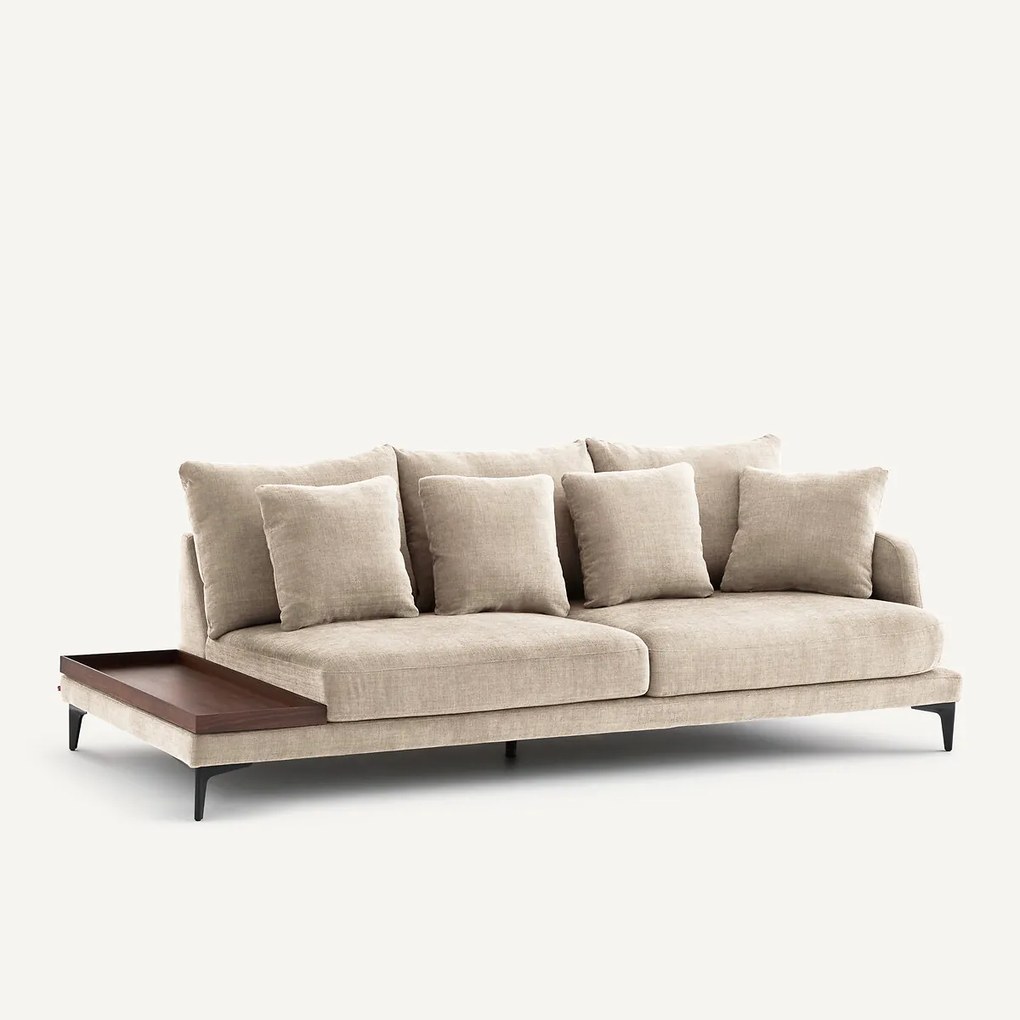 Halve bank met tafelblad, van polyester en katoen, MODERNISTE