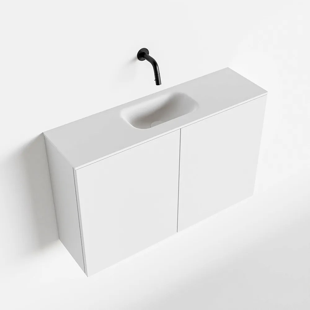 Zaro Polly toiletmeubel 80cm mat wit met witte wastafel zonder kraangat