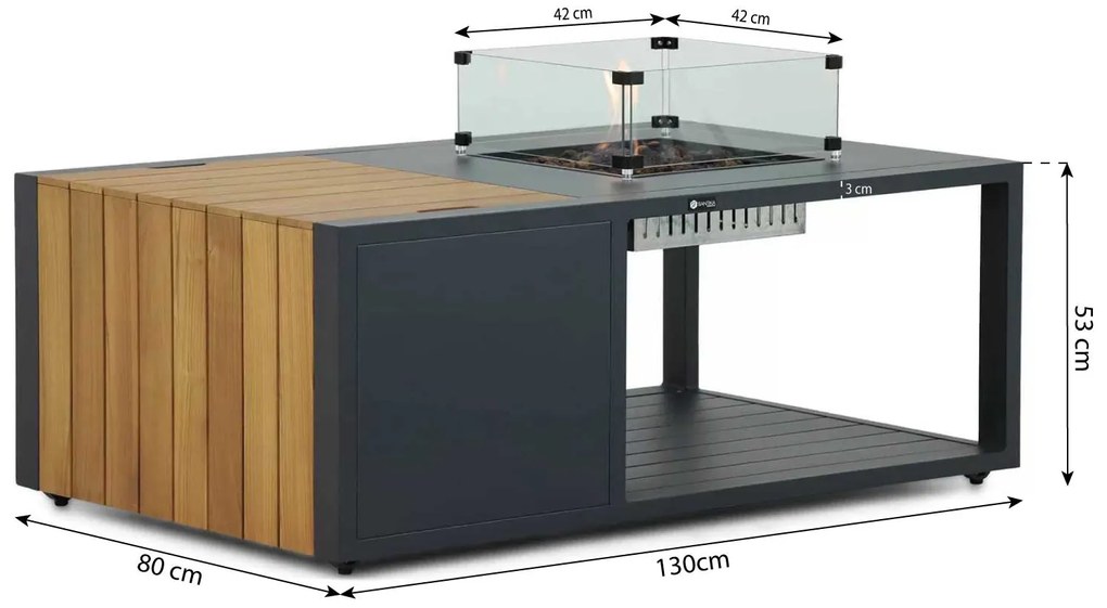 Hoek loungeset 5 personen Aluminium/teak Grijs  Santika Furniture Santika