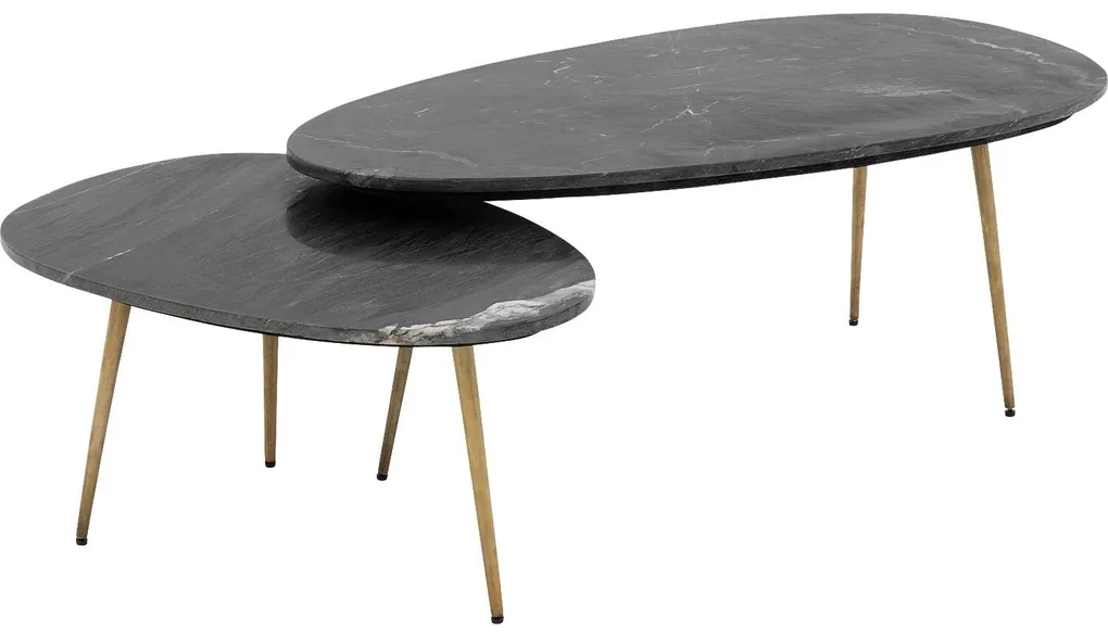 Goossens Salontafel Enzo ovaal, marmer zwart, elegant chic, 110 x 40 x 55 cm