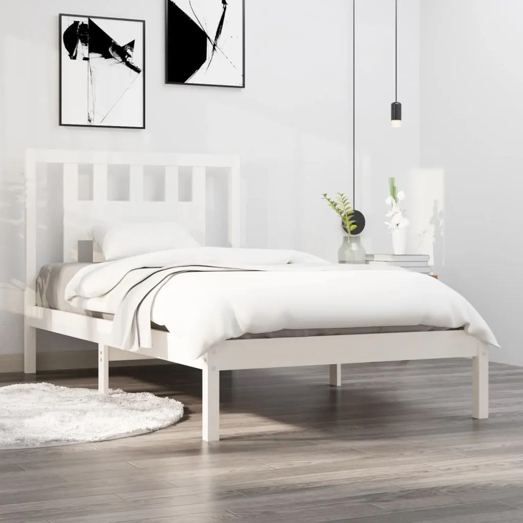 vidaXL Bedframe massief grenenhout wit 90x200 cm