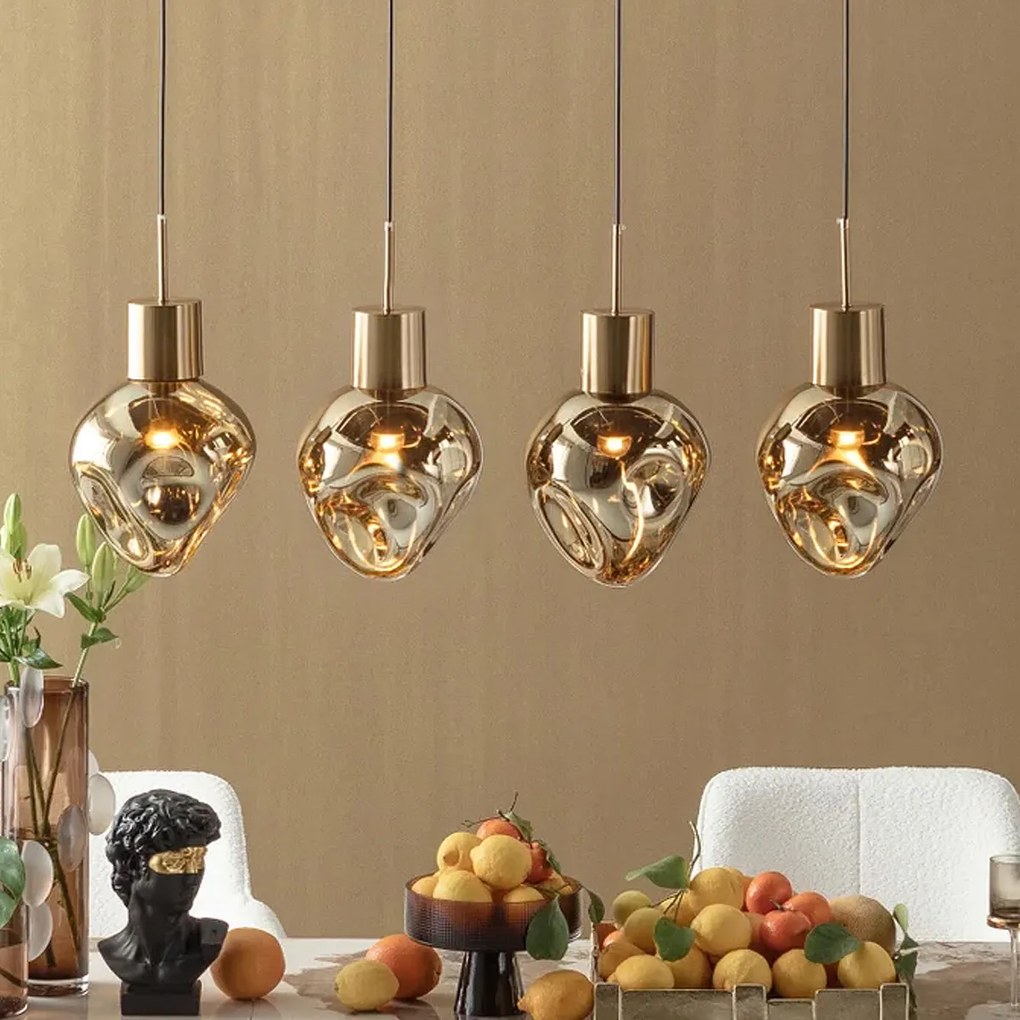 Eettafel Hanglamp Gedeukt Glas Goud