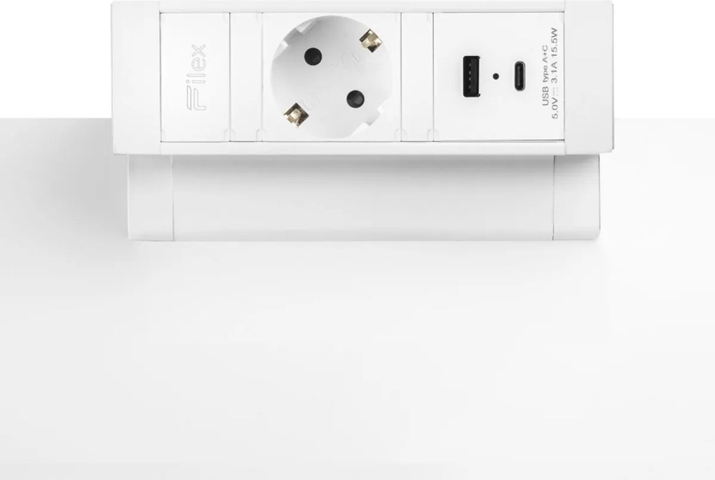 Bureau Stekkerdoos Wit 1x230V, 1xUSB-A, 1xUSB-C (incl. Aansluitsnoer Randaarde 1,5 Meter)