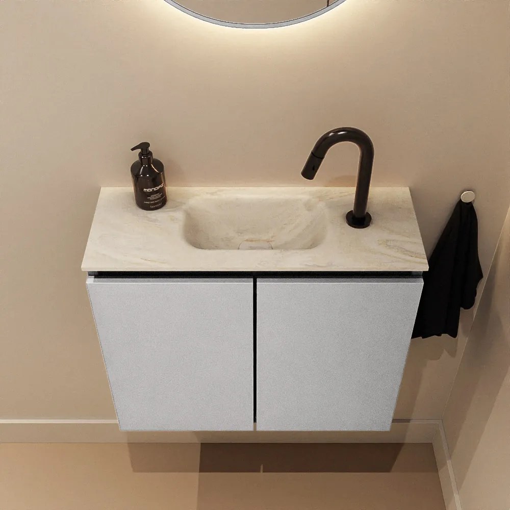 Mondiaz Ture DLux toiletmeubel 60cm plata met wastafel ostra midden met kraangat