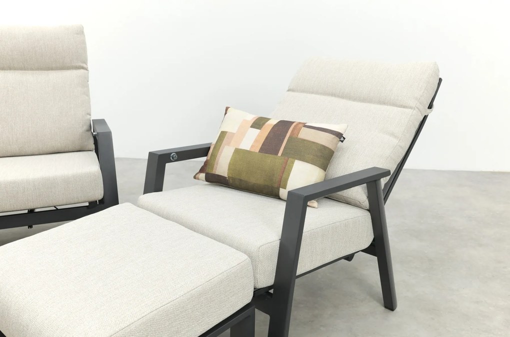 Lagos/Mindo verstelbare 5-zits stoel-bank loungeset - antraciet