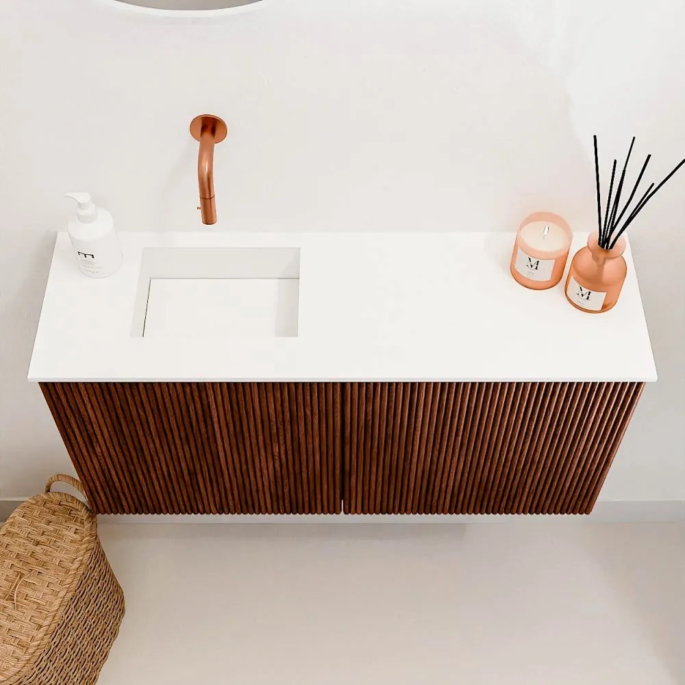 Mondiaz Joya 80cm toiletmeubel ruby met wastafel faye links zonder kraangat talc