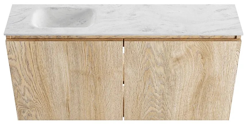 Mondiaz Ture DLux toiletmeubel 100cm washed oak met wastafel opalo links zonder kraangat