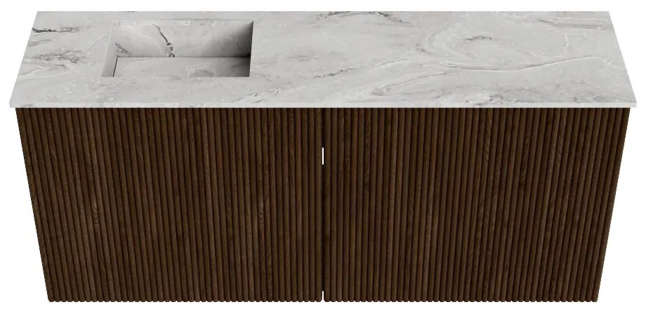 Mondiaz Joya DLux 90cm toiletmeubel walnut met wastafel faye links 1 kraangat glace