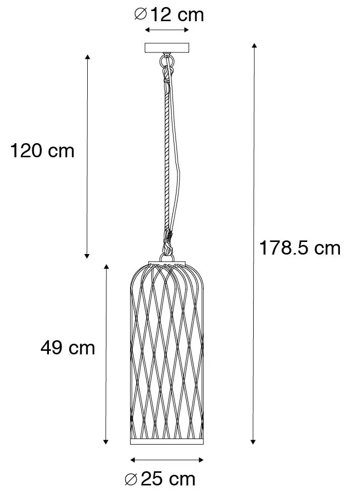 Landelijke buiten hanglamp rotan 25 cm - Calamus Landelijk E27 IP44 Buitenverlichting rond