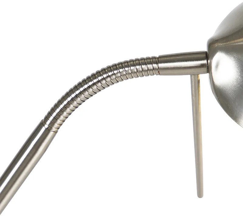 Vloerlamp staal met leeslamp incl. LED dimbaar in Kelvin - Diva