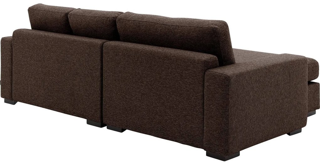 Goossens Bank Lucca bruin, stof, 2-zits, stijlvol landelijk met chaise longue links