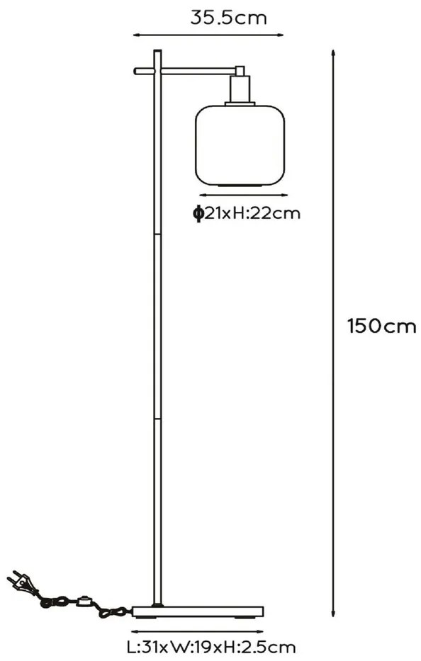 Lucide Joanet staande lamp 150cm 1x E27 zwart