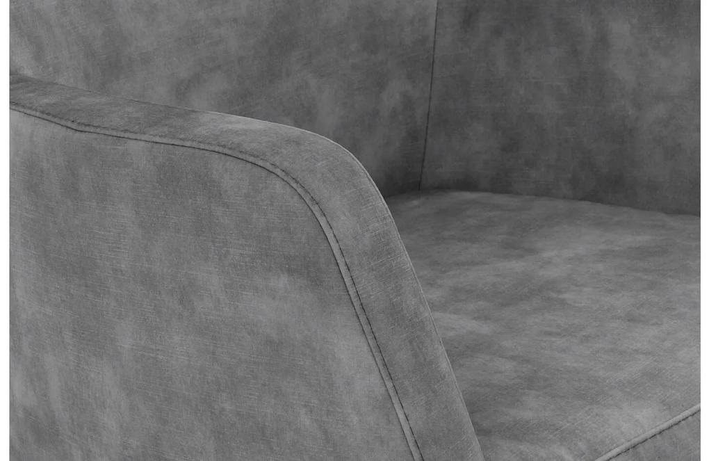 Goossens Eetkamerstoel Correct grijs stof met armleuning, stijlvol landelijk