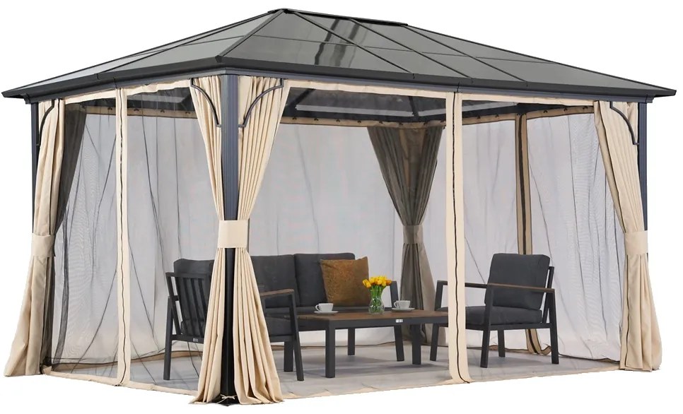 Modern tuinhuisje Santiago Premium 4x3m Tuinpunt beige